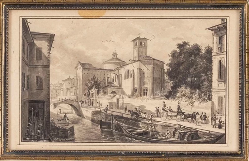 Milano, Via Fatebenefratelli con la chiesa di San Marco